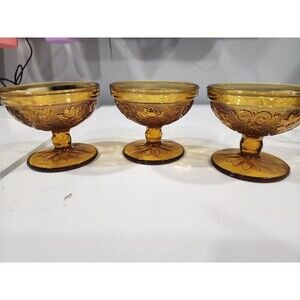 Depression Glass Indian Tiara Amber glass Desert Dishes Set Of 3 Grannycore